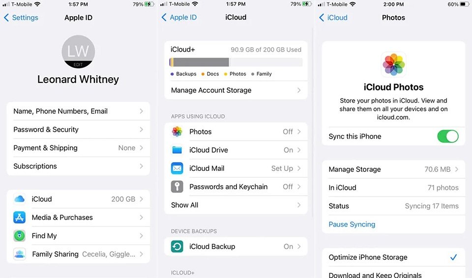 Kích hoạt iCloud Photos trên iPhone để đồng bộ ảnh