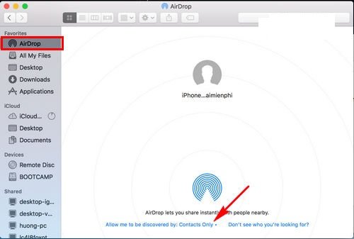 Thiết lập tùy chọn AirDrop trên Macbook để nhận file từ iPad