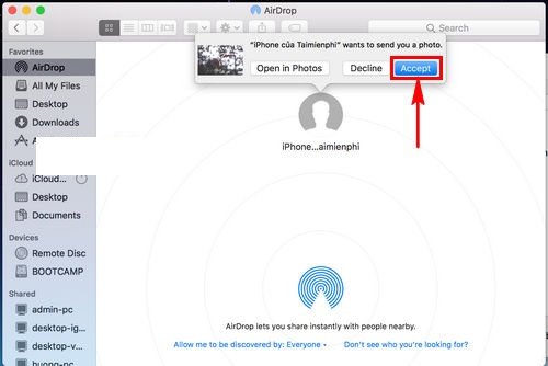 Chấp nhận file được gửi từ iPad sang Macbook qua AirDrop