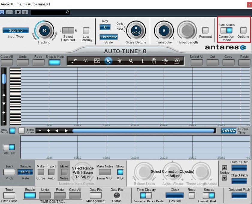 Chuyển sang Graphic Mode để chỉnh sửa cao độ thủ công