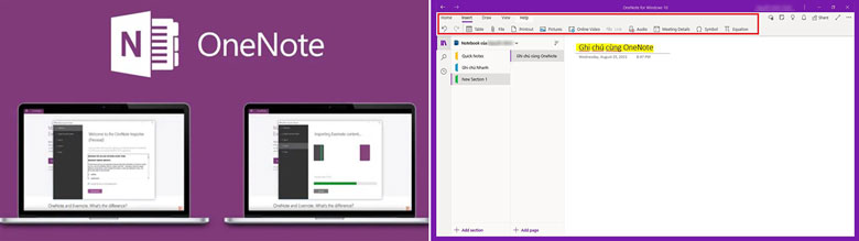 Microsoft OneNote ứng dụng ghi chú trên máy tính với giao diện như một cuốn sổ tay.
