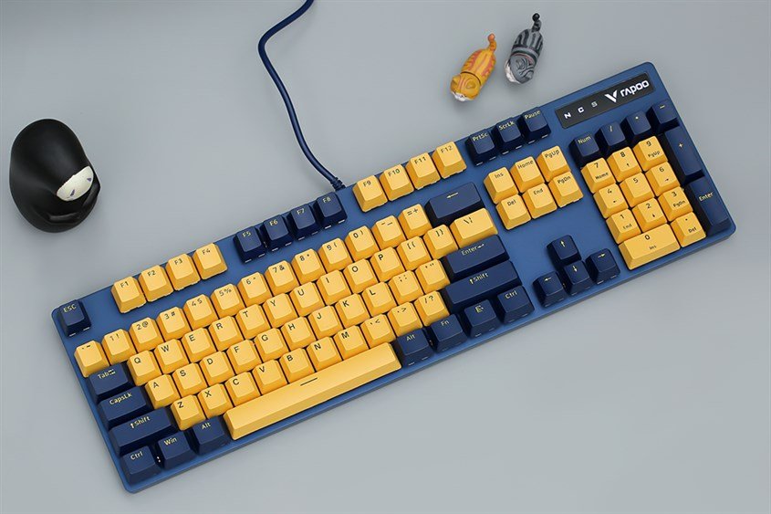 Bàn phím máy tính cơ Gaming Rapoo V500Pro màu vàng xanh