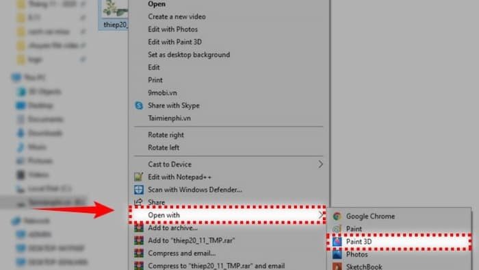 Mở ảnh nền trong Paint 3D