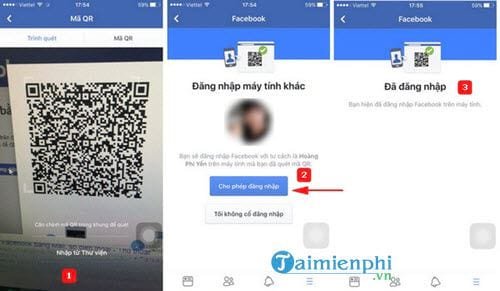 Quét mã QR bằng điện thoại và xác nhận đăng nhập