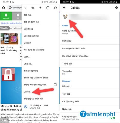 Truy cập cài đặt tài khoản Google trên Android để đăng xuất