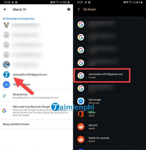 Chọn tài khoản Google cần xóa trên điện thoại Android