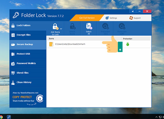 Thư mục đã khóa được quản lý trong Folder Lock để bảo vệ dữ liệu