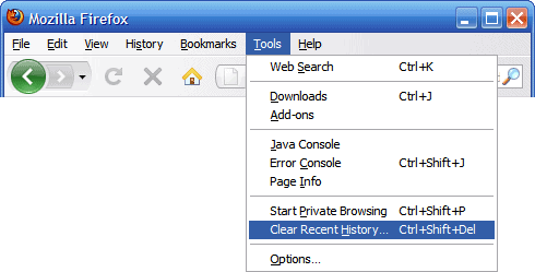Xóa dữ liệu duyệt web trên máy tính Firefox qua menu Tools