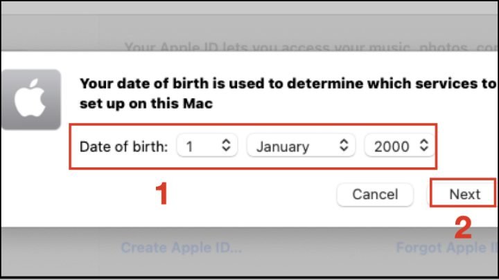 Điền thông tin ngày tháng năm sinh khi tạo tài khoản ID trên máy tính