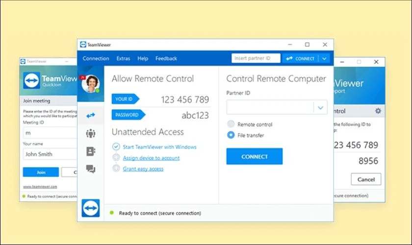 Giao diện TeamViewer - phần mềm điều khiển máy tính từ xa hàng đầu