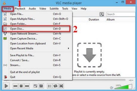 Open Disc trong VLC Media Player