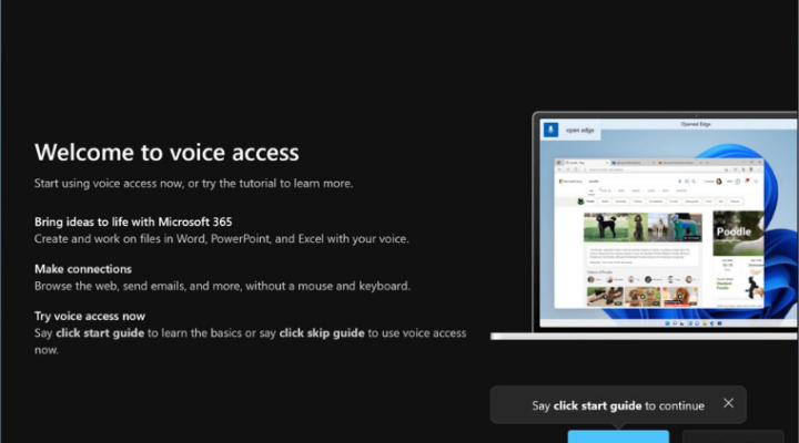 Cho phép Voice Access truy cập micro để hoàn tất thiết lập tính năng bật máy tính bằng giọng nói