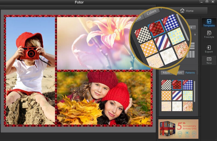 Fotor với giao diện chỉnh sửa ảnh và tạo collage