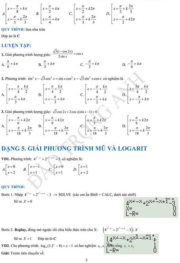 Giải toán trắc nghiệm bằng máy tính: Tính tích phân xác định