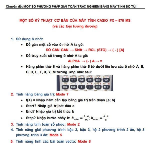 Hướng dẫn giải toán trên máy tính Casio hiệu quả