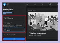 Giao diện cài đặt tên và quyền riêng tư cho nhóm Facebook