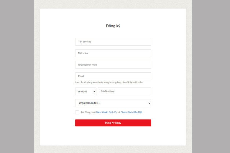 Giao diện đăng ký tài khoản Garena mới