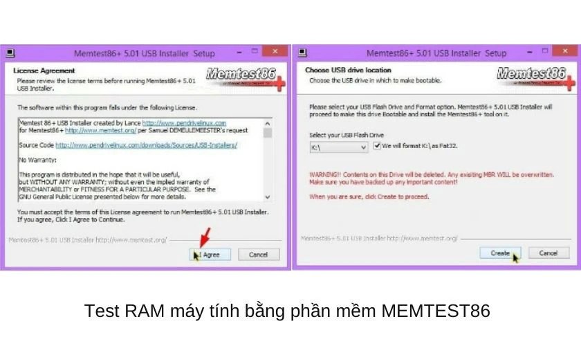 Giao diện tạo USB Boot với MEMTEST86