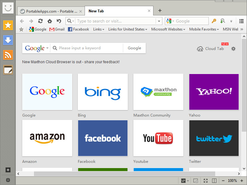 Giao diện trình duyệt Maxthon Cloud Browser
