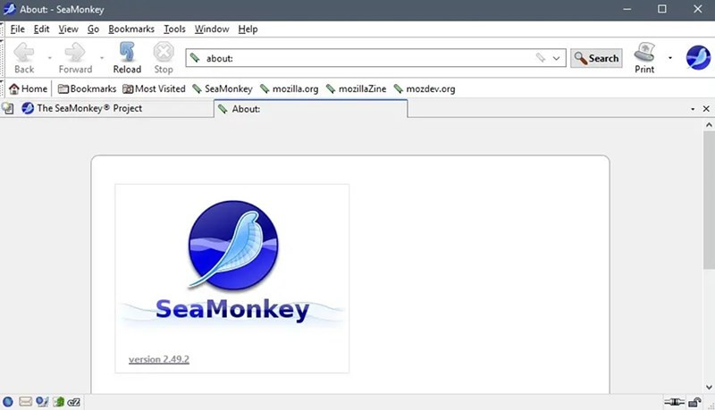 Giao diện trình duyệt SeaMonkey