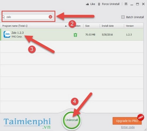 Bắt đầu gỡ cài đặt Zalo bằng IObit Uninstaller