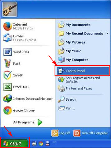 Mở Control Panel để xóa chương trình trên máy tính Windows XP
