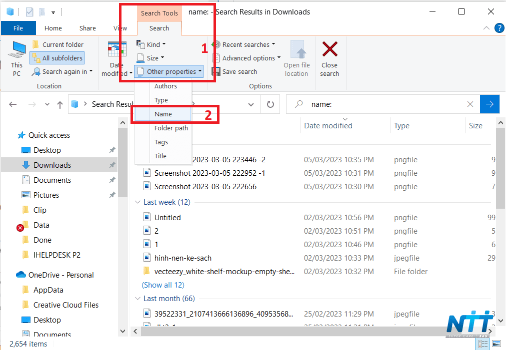 Tìm kiếm nhanh trên máy tính theo tên file với từ khóa Name:Win 10