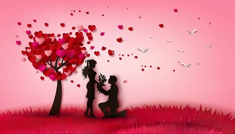Hình nền máy tính 3D cute trái tim đỏ rực rỡ