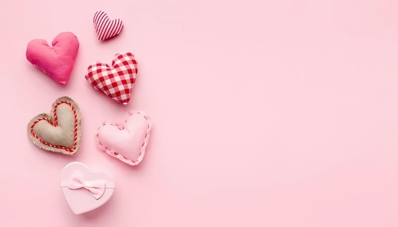 Hình nền máy tính 3D cute với trái tim và pháo hoa