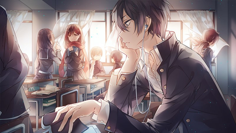 Hình nền Anime boy nhìn về phía mặt trời mọc
