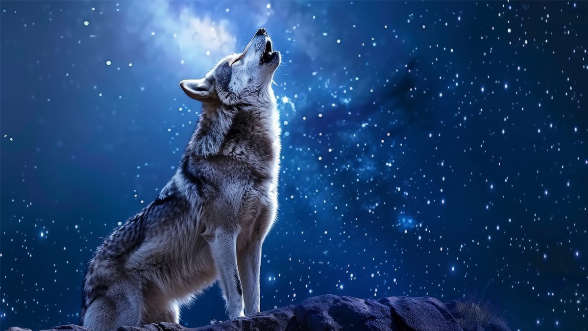 Hình nền máy tính chó sói trắng cute