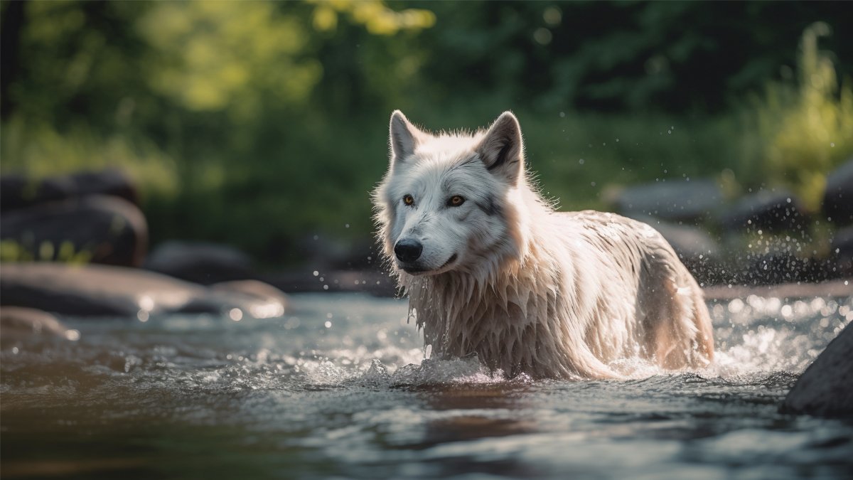Hình nền máy tính chó sói con màu xám
