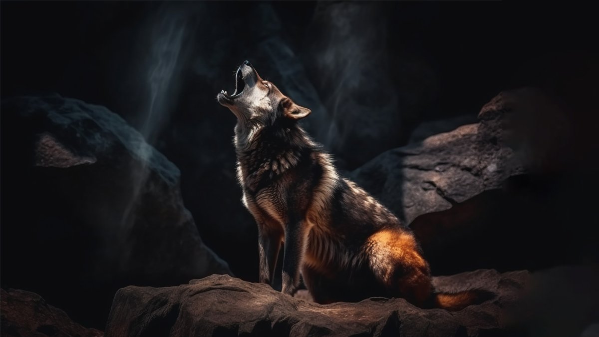 Hình nền máy tính chó sói cute chơi đùa