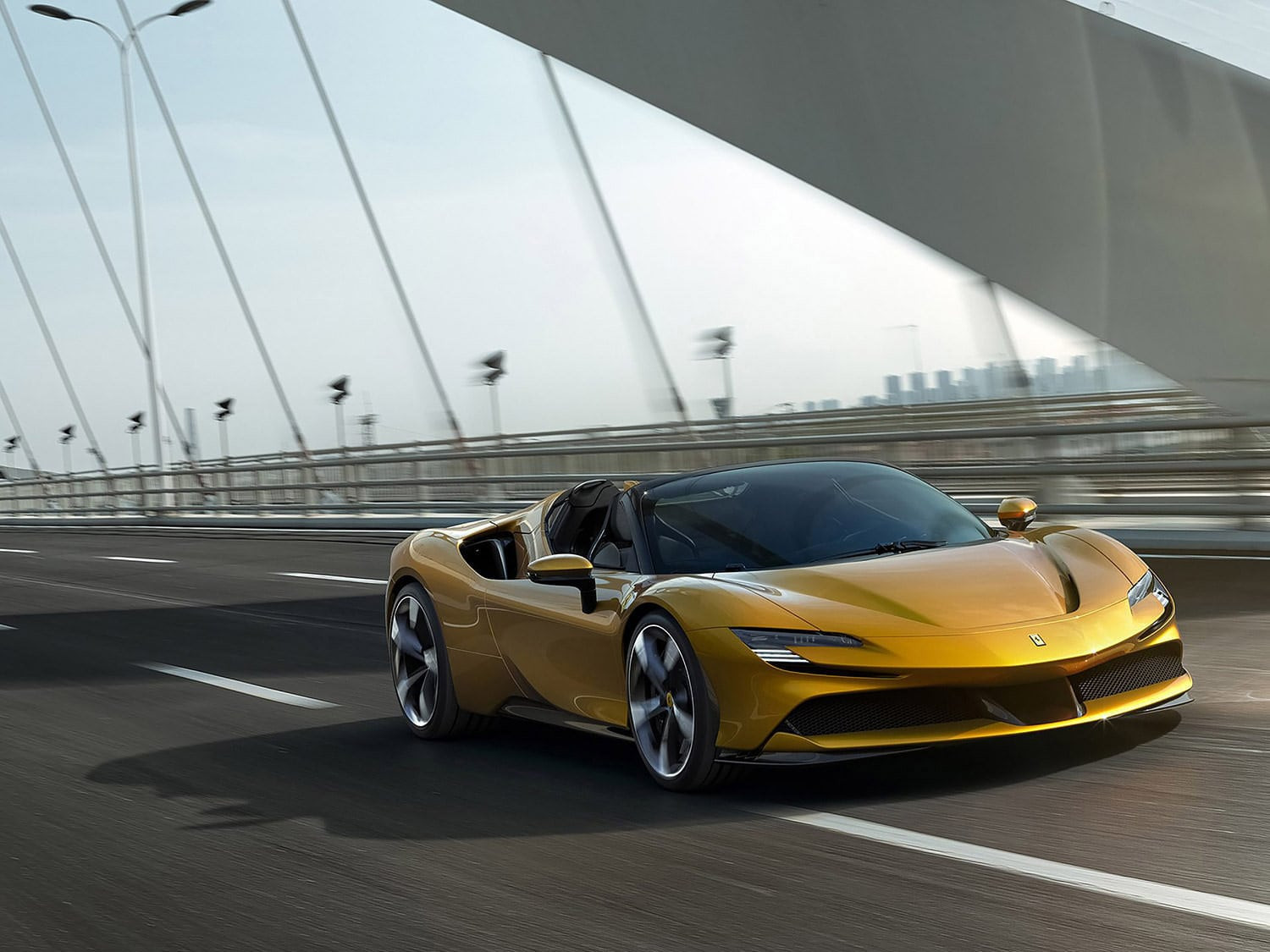 Hình nền Ferrari SF90 Spider 2021 4K màu bạc