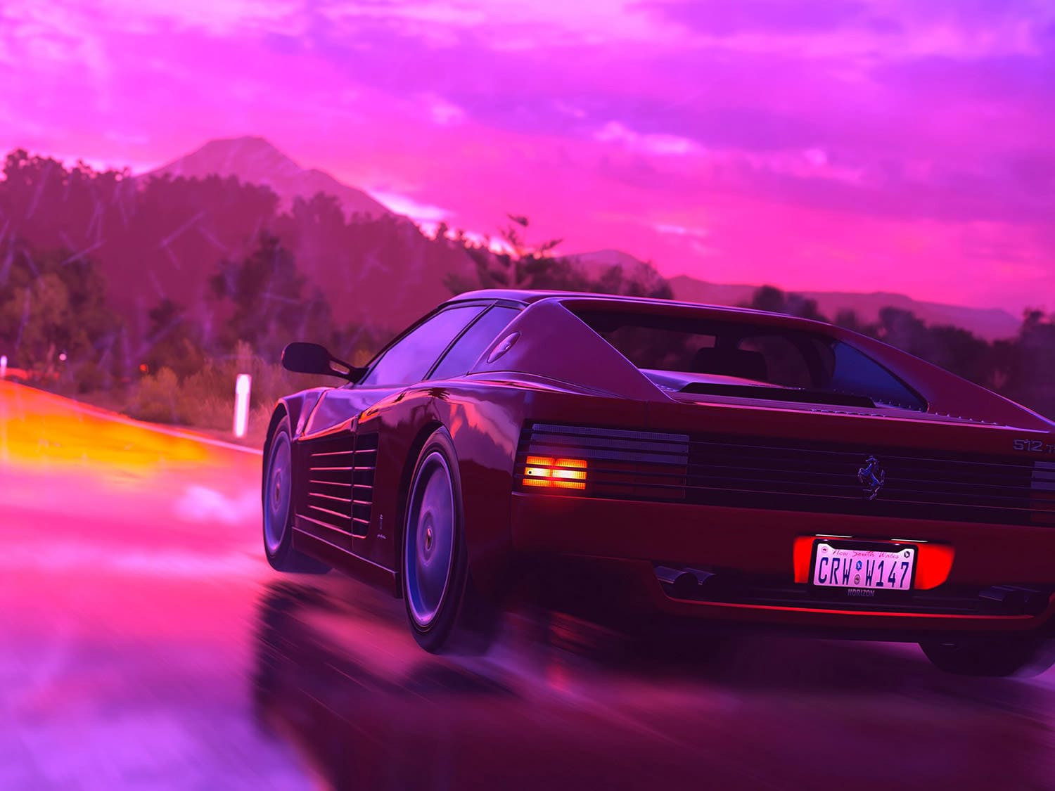 Hình nền Ferrari Testarossa 4K phong cách retro