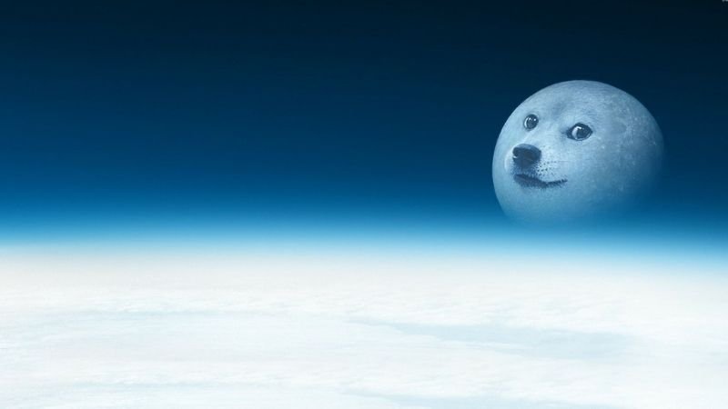 Hình nền máy tính hài hước chú chó phi hành gia trên mặt trăng