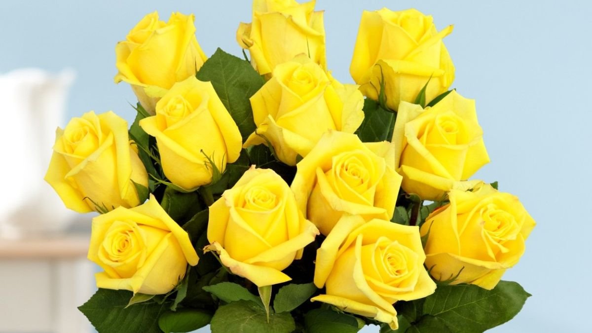 Hình nền hoa hồng vàng 3D huyền ảo trên nền tối cho màn hình máy tính