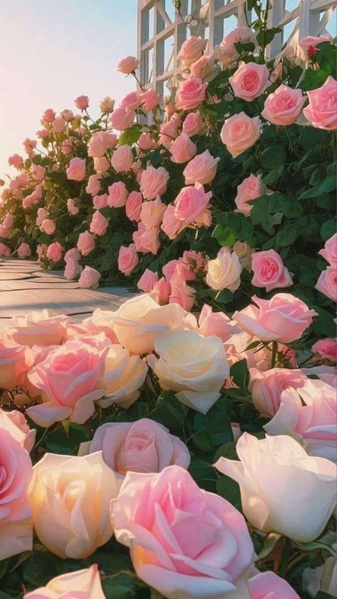 Hình nền hoa hồng nở rộ sắc hồng cho màn hình máy tính