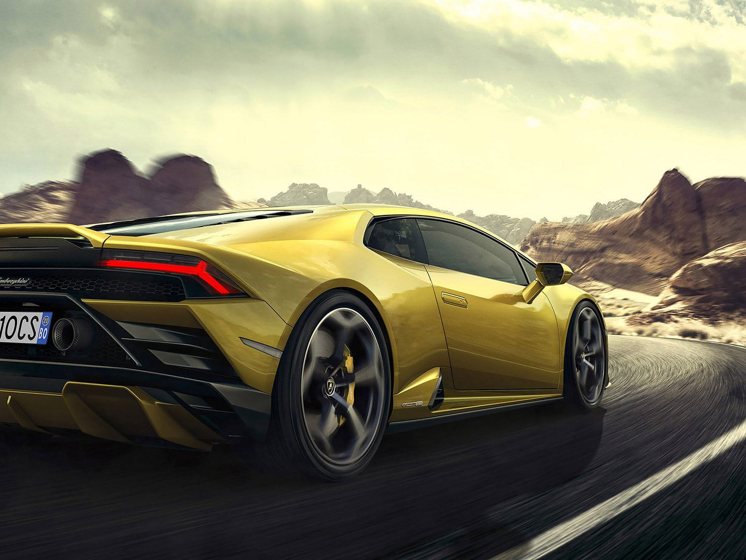 Hình nền Lamborghini Huracan EVO RWD 4K góc thấp