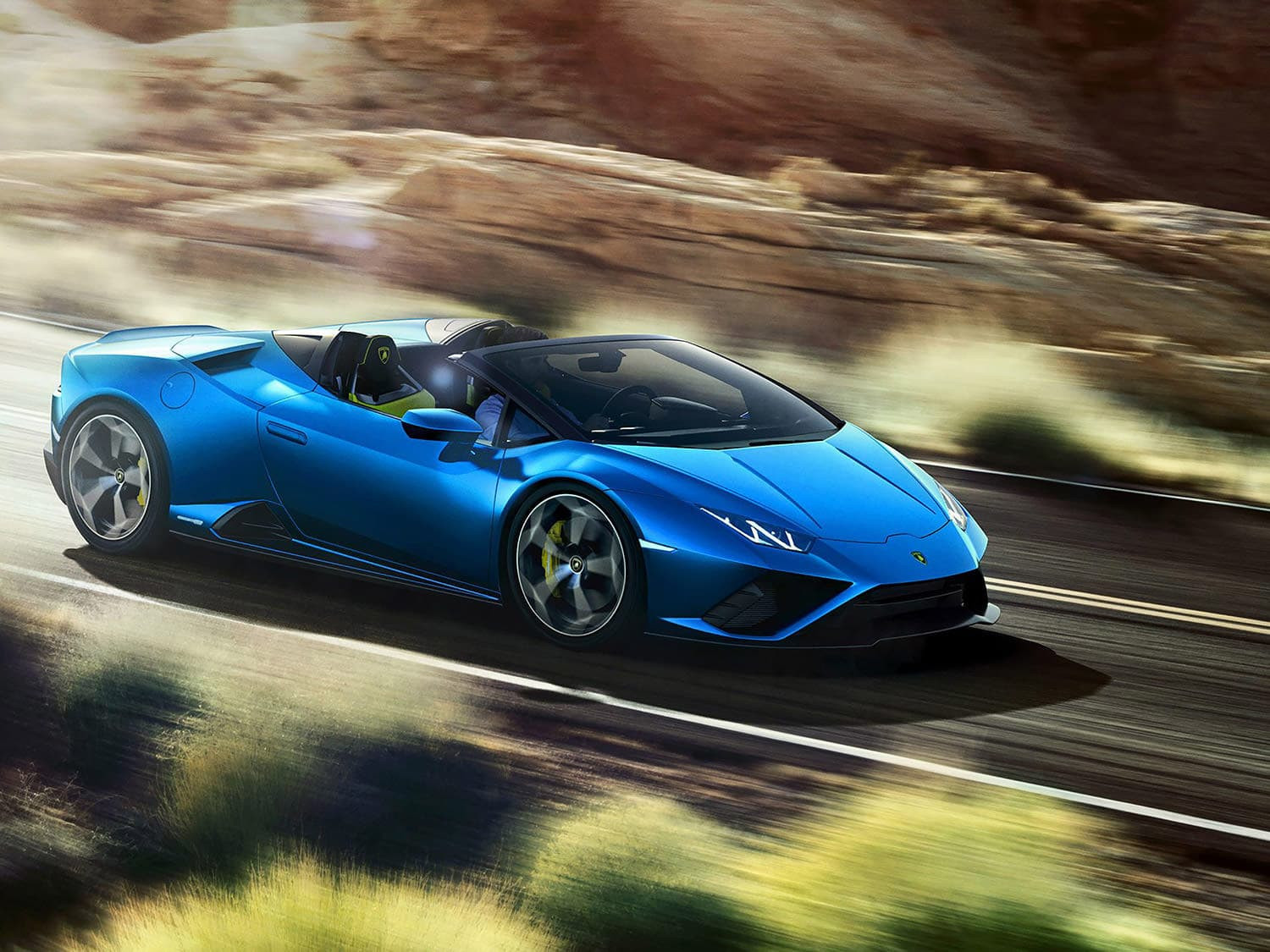 Hình nền Lamborghini Huracan EVO RWD Spyder 2021 4K màu xanh
