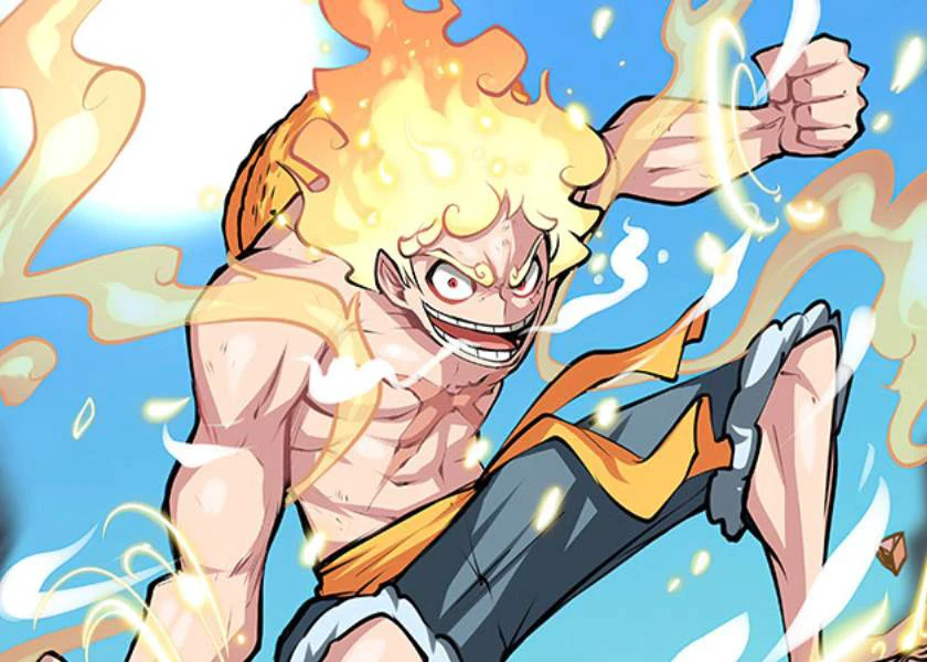 Hình nền máy tính cực ngầu Luffy Gear 5 trong tư thế chiến đấu