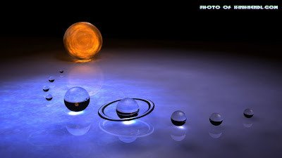Hình nền máy tính 3d độc hệ mặt trời long lanh như giọt nước
