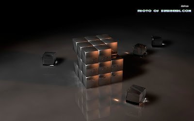 Hình nền máy tính 3d độc với khối Rubik đầy màu sắc và cá tính