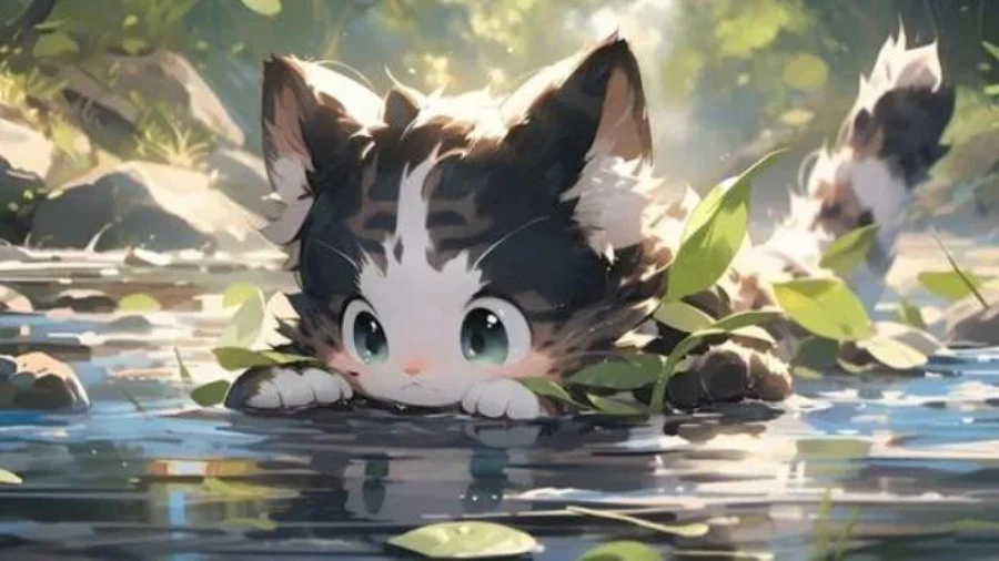 Hình nền máy tính anime cute, hai nhân vật nữ vui vẻ trong công viên