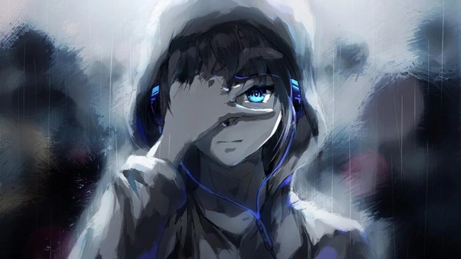 Hình nền máy tính anime 3D, nhân vật nam với trang phục chiến đấu mạnh mẽ