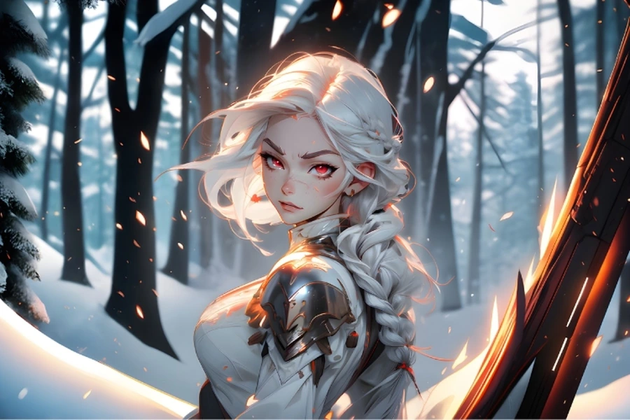Hình nền máy tính anime 3D, nhân vật nữ trong bộ váy trắng lộng lẫy