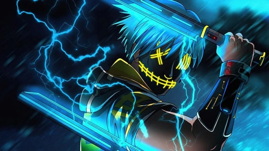 Hình nền máy tính anime 3D, nhân vật nam với thanh kiếm và phong thái oai vệ
