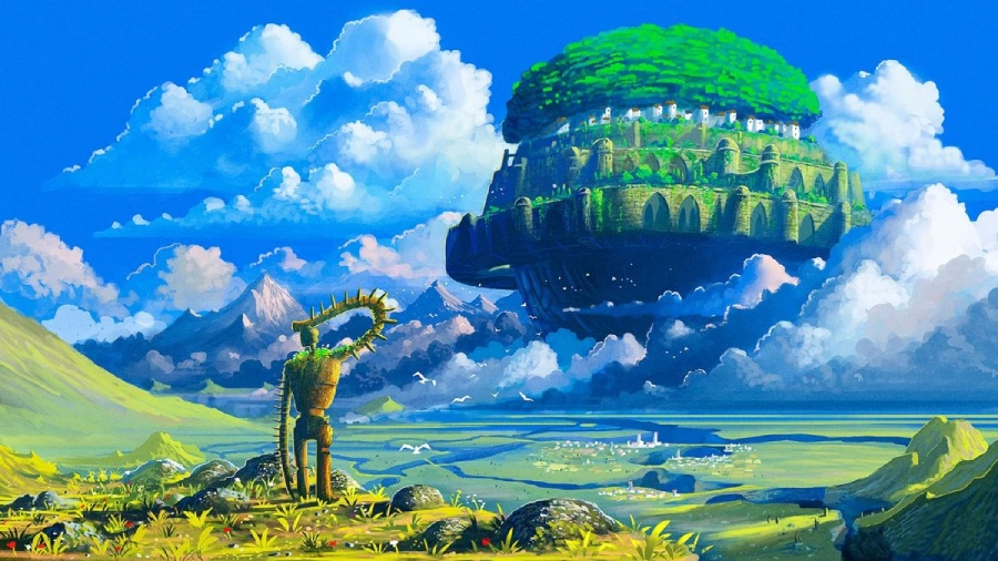 Hình nền máy tính anime thiên nhiên, bình minh trên biển với những đám mây hồng
