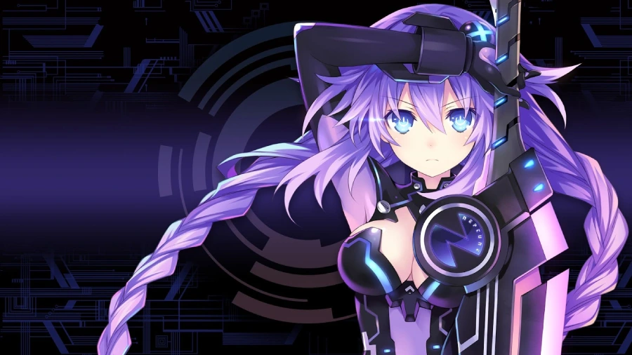 Hình nền máy tính anime cute màu tím, cảnh quan thành phố về đêm với tông màu chủ đạo