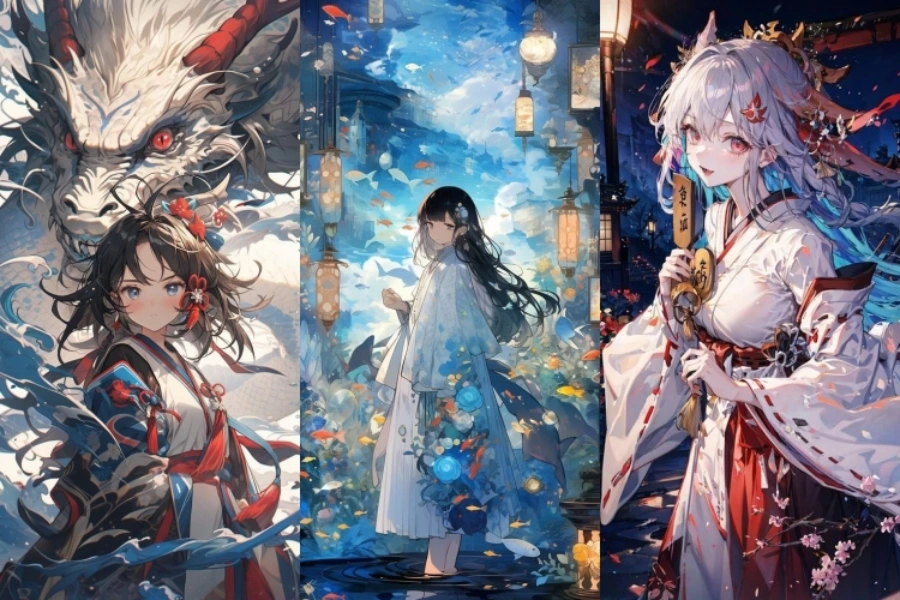 Hình nền máy tính anime cute nữ, cô gái đang thưởng thức ly trà trong không gian yên bình